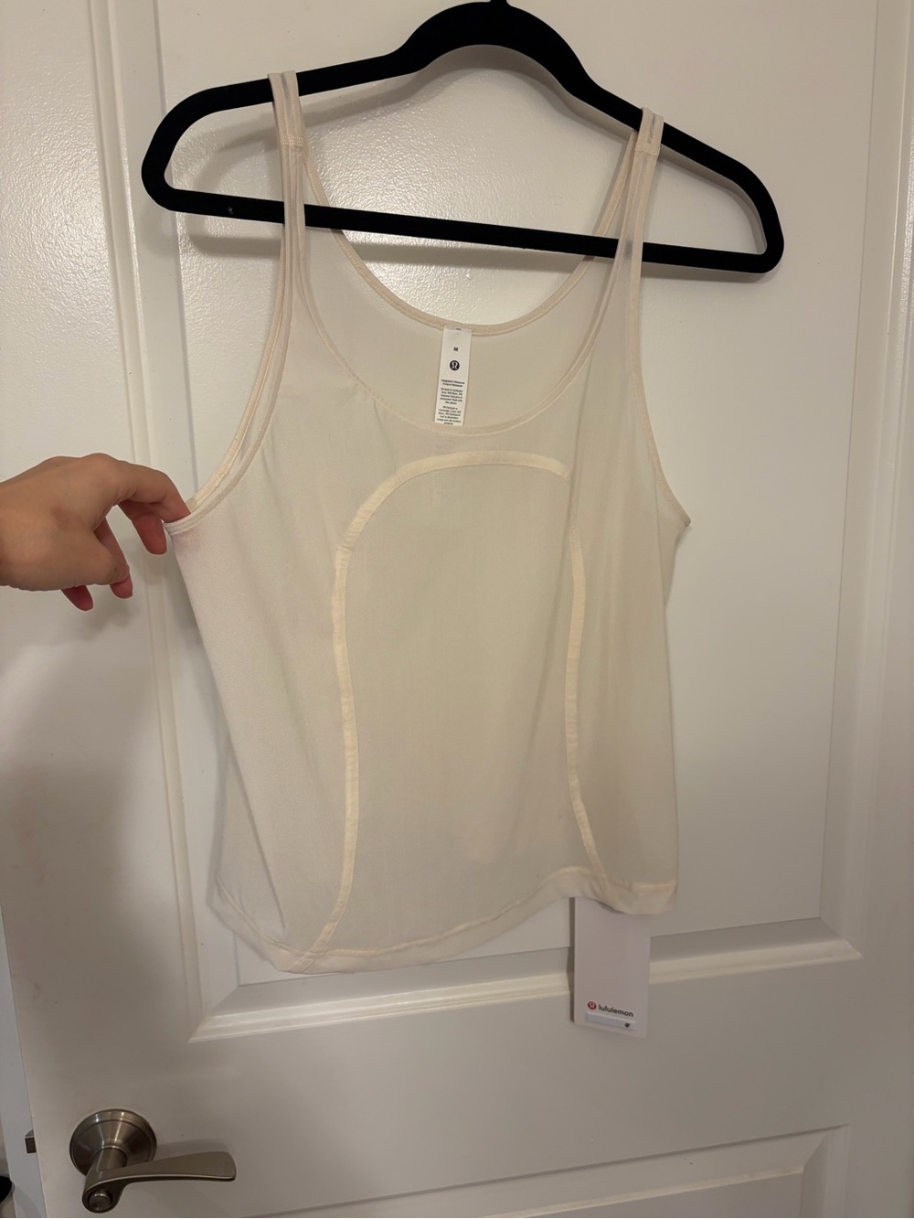 NWT: $58 LULULEMON Stretch Mesh Relaxed-Fit Tank, Size Medium, Light Ivory